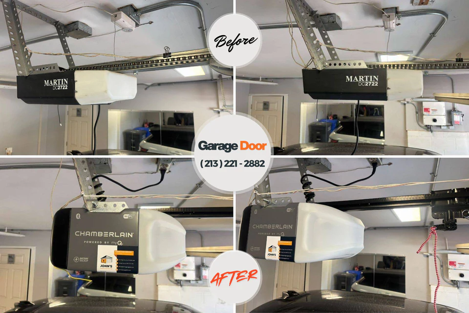 Before and after: garage door installation Clint, TX
